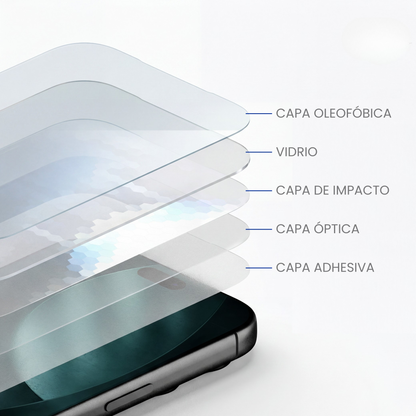 ArmorGlass Pro - Vidrio Templado Premium para iPhone con Aplicador Automático